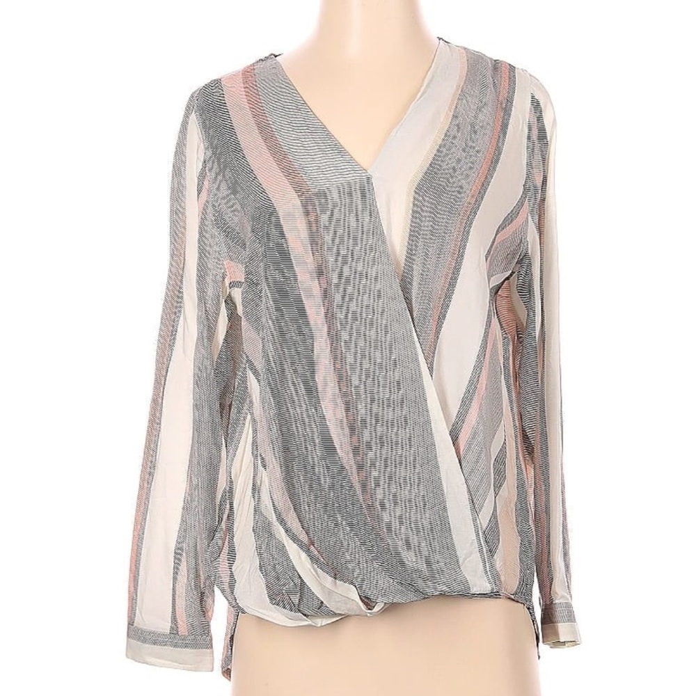 Cynthia Rowley wrap striped blouse
